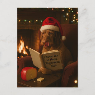 Wire haired Vizsla 'Cheese Tax' Christmas postcard