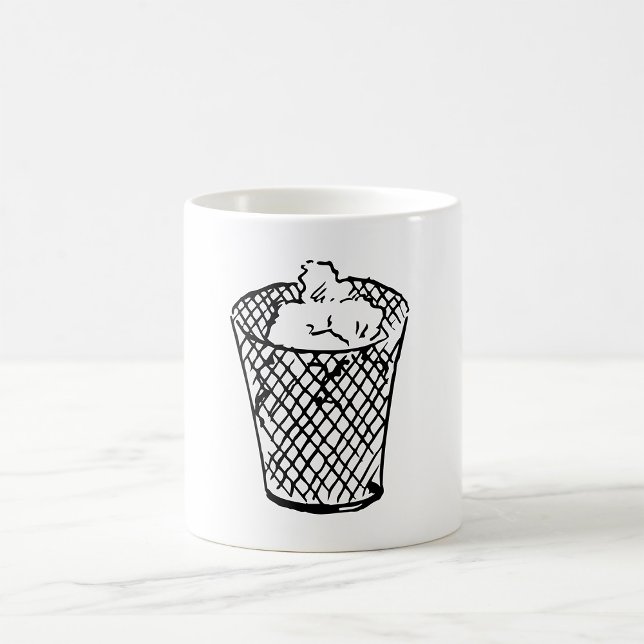 Wire Mesh Waste Basket Black and White Trash Coffee Mug (Creator Uploaded)