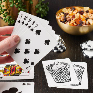 Wire Mesh Waste Basket Black and White Trash Playing Cards
