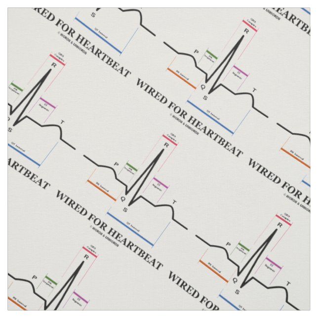 Wired For Heartbeat Electrocardiogram ECG EKG Fabric (Swatch)