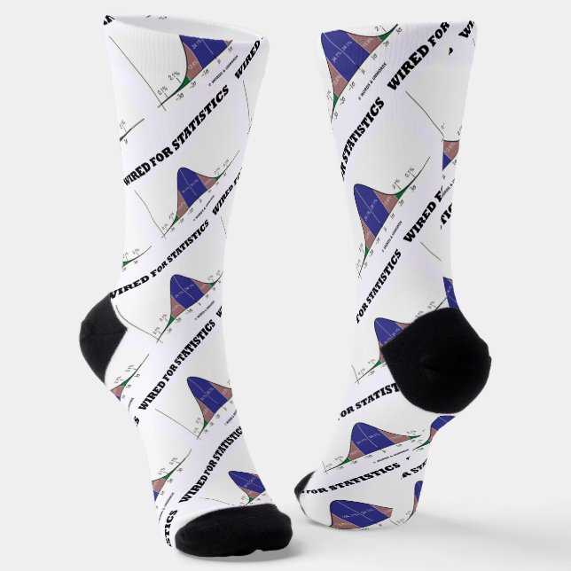 Wired For Statistics Stats Bell Curve Humour Socks (Angled)