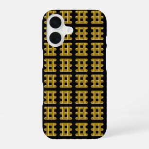 Wired Golden Cord Squared Pattern Gold On Black iPhone 16 Case