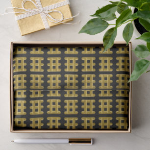 Wired Golden Cord Squared Pattern Gold On Black Tissue Paper