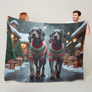 Wired Haired Pointing Griffon Dogs Christmas Snow  Fleece Blanket