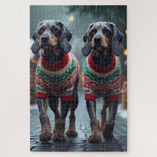 Wired Haired Pointing Griffon Dogs Christmas Snow  Jigsaw Puzzle (Vertical)