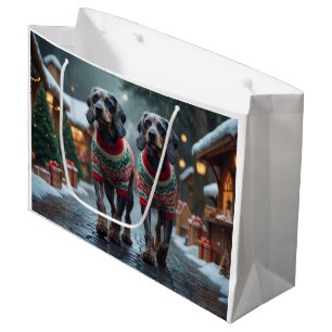Wired Haired Pointing Griffon Dogs Christmas Snow  Large Gift Bag