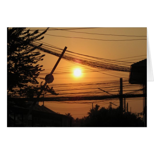 Wired Sunset ... Krung Thep, Thailand Card (Front Horizontal)