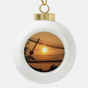 Wired Sunset ... Krung Thep, Thailand Ceramic Ball Christmas Ornament