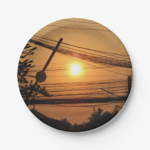 Wired Sunset ... Krung Thep, Thailand Paper Plate