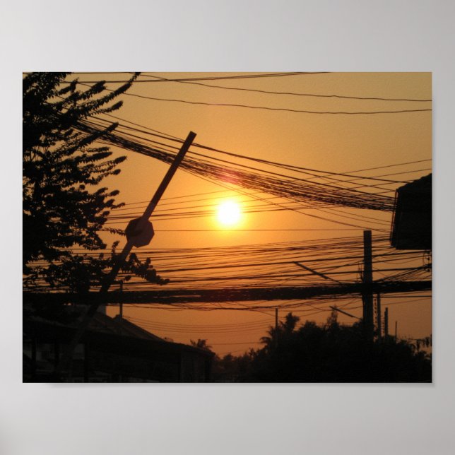 Wired Sunset ... Krung Thep, Thailand Poster (Front)