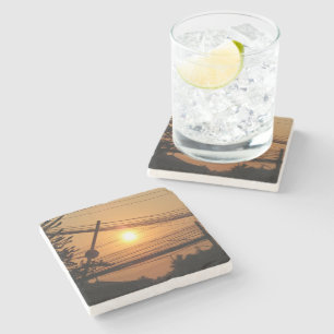 Wired Sunset ... Krung Thep, Thailand Stone Coaster