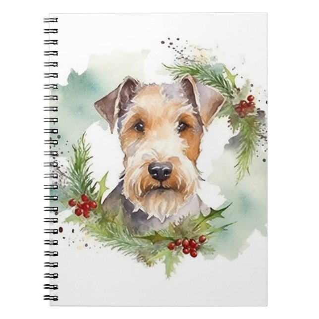 Wirefox Terrier Christmas Wreath Festive Pup  Notebook (Front)