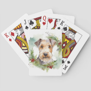 Wirefox Terrier Christmas Wreath Festive Pup Playing Cards
