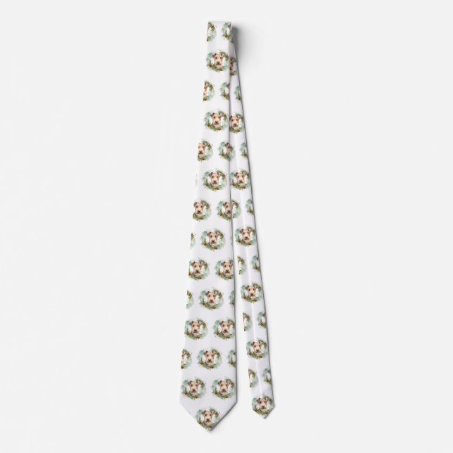 Wirefox Terrier Christmas Wreath Festive Pup  Tie (Front)