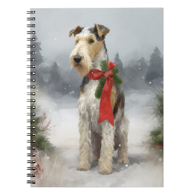 Wirefox Terrier Dog in Snow Christmas Notebook (Front)