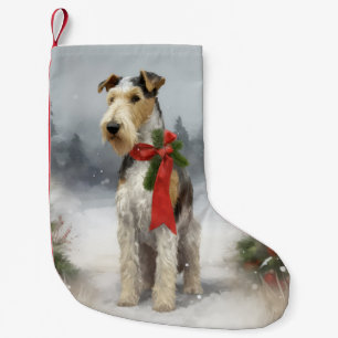 Wirefox Terrier Dog in Snow Christmas Small Christmas Stocking