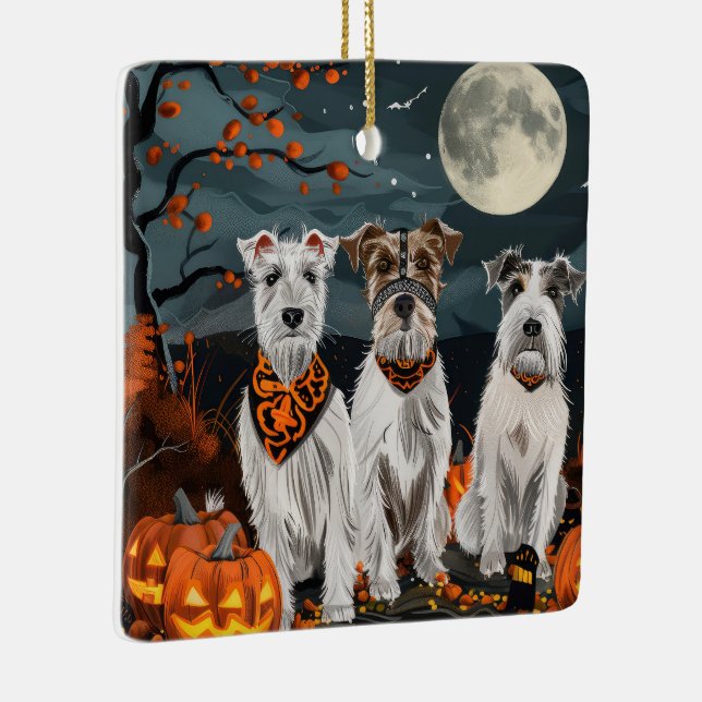 Wirefox Terrier Halloween Spooky  Ceramic Ornament (Right)