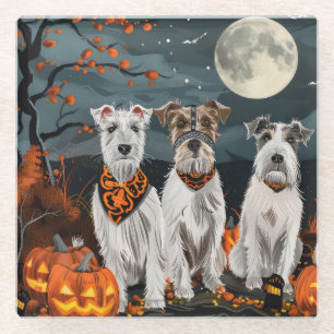 Wirefox Terrier Halloween Spooky Glass Coaster