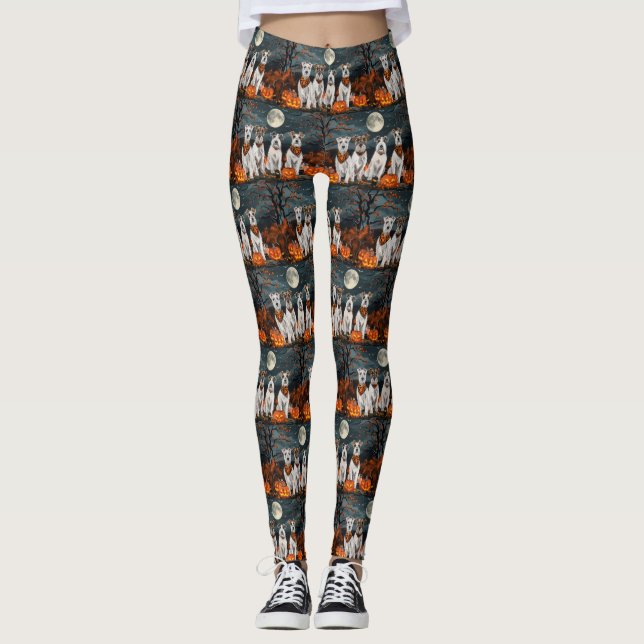 Wirefox Terrier Halloween Spooky  Leggings (Front)