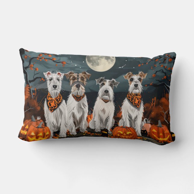 Wirefox Terrier Halloween Spooky  Lumbar Cushion (Back)
