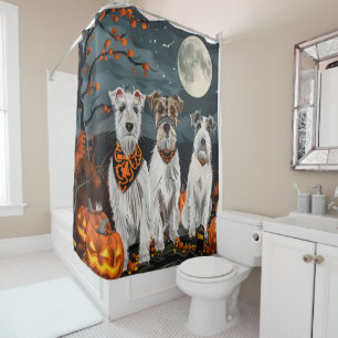 Wirefox Terrier Halloween Spooky  Shower Curtain