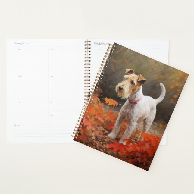 Wirefox Terrier in Autumn Leaves Fall Inspire  Planner (Display)