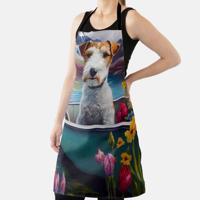 Wirefox Terrier on a Paddle: A Scenic Adventure  Apron (Insitu)