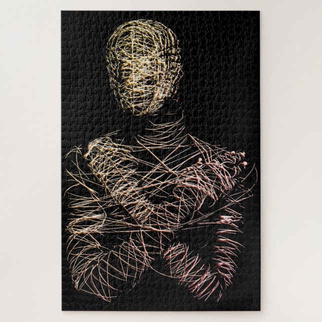 Wireframe Human Figure in Abstract Motion Jigsaw Puzzle (Vertical)