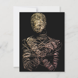 Wireframe Human Figure in Abstract Motion Postcard