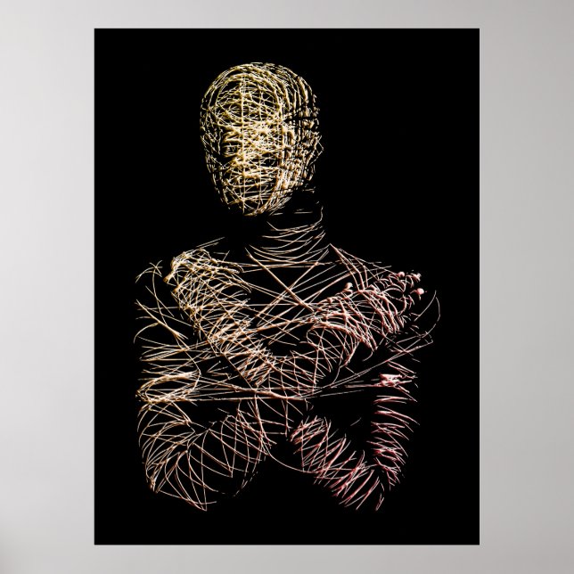 Wireframe Human Figure in Abstract Motion Poster (Front)
