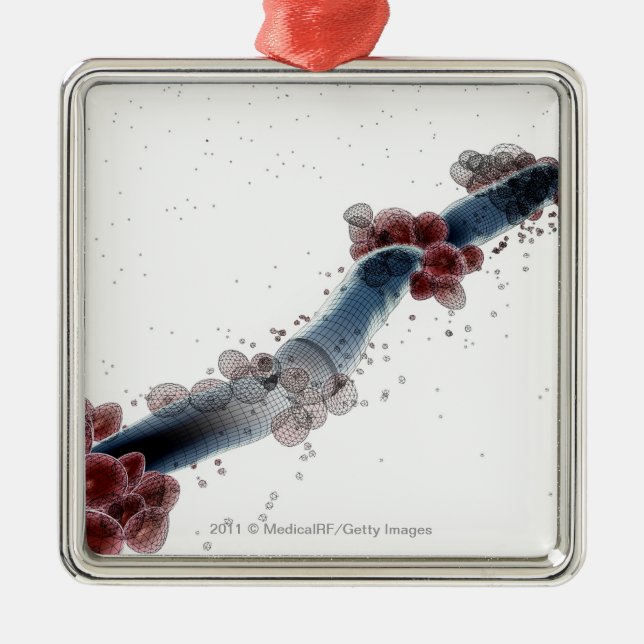 Wireframe microscopic view of candida albicans metal ornament (Front)