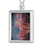 Wireframe of the inside of a kidney silver plated necklace (Front Right)