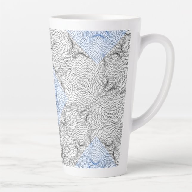 Wireframe pattern 08.B White BG Latte Mug (Right)