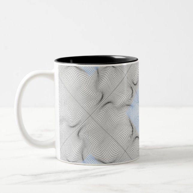 Wireframe pattern 08.B White BG Two-Tone Coffee Mug (Left)