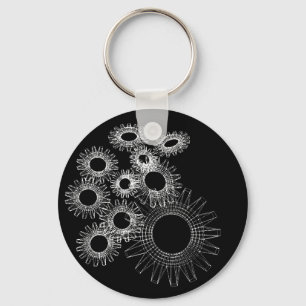 Wireframe, skeleton three-dimensional model key ring