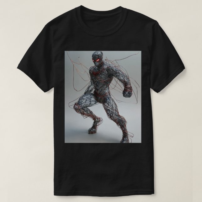 Wireframe Superhero: Anime Style T-Shirt Design (Design Front)