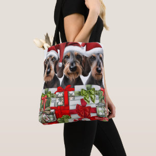 Wirehair Dachshund Christmas Tote Bag