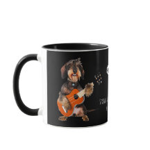 Wirehair Dachshund Playing Acoustic Guitar