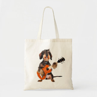 Wirehair Dachshund Playing Acoustic Guitar Tote Bag