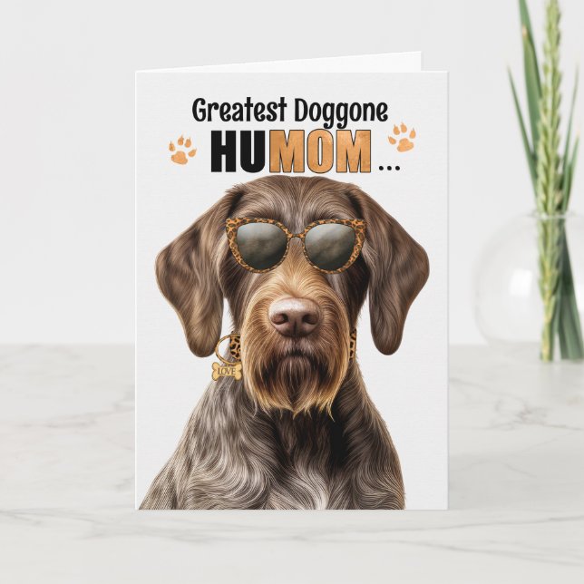Wirehair Pointer Dog Best HuMOM Ever Mother's Day Holiday Card (Front)