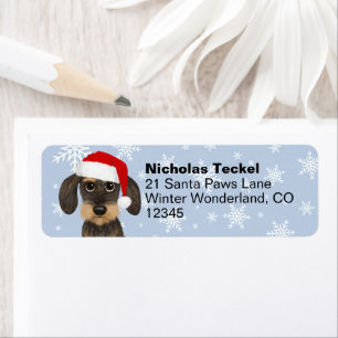 Wirehaired Dachshund Christmas Dog Return Address Label