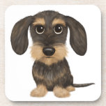 Wirehaired Dachshund | Cute Cartoon Dog Teckel Coaster<br><div class="desc">Wirehaired Dachshund Lover's Set of Coasters. Add this cute decor to your dining area or coffee table and protect your furniture from the damage that can come from hot and cold beverages. Original cartoon style drawing of a wild boar and tan Teckel. These cool wiener dog lover's coasters make a...</div>