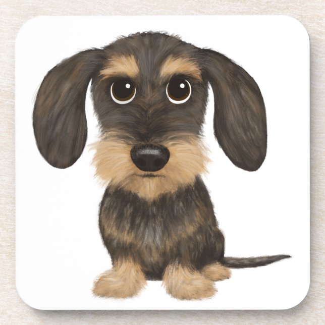 Wirehaired Dachshund | Cute Cartoon Dog Teckel Coaster (Front)