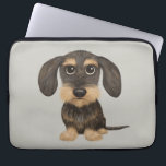 Wirehaired Dachshund | Cute Cartoon Dog Teckel Laptop Sleeve<br><div class="desc">A fun laptop sleeve for wire haired Dachshund lovers. Wild boar and tan colored cartoon Teckel. Visit Jenn's Doodle World for even more accessories for home and office with this funny dog and more original wiener dog designs.</div>