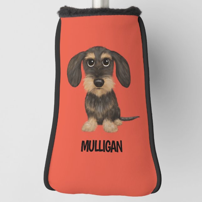 Wirehaired Dachshund | Cute Dog Teckel Custom Name Golf Head Cover (Rotate 90)