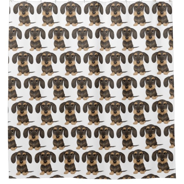 Wirehaired Dachshund | Cute Teckel Dog Patterned Shower Curtain (Front)