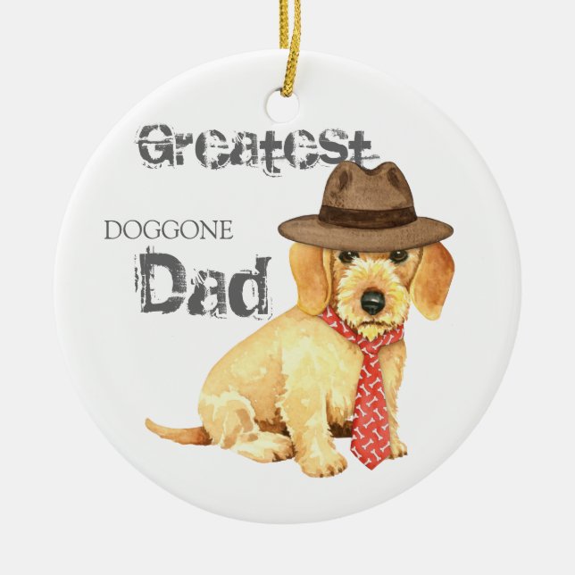 Wirehaired Dachshund Dad Ceramic Tree Decoration (Front)