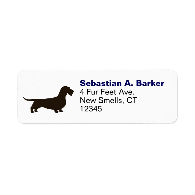 Wirehaired Dachshund Dog Silhouette Return Address Label (Front)