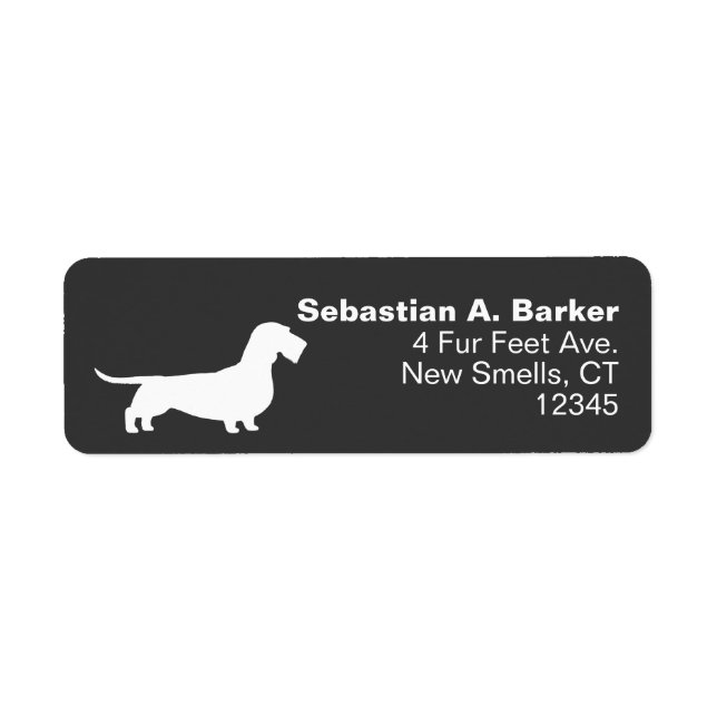 Wirehaired Dachshund Dog Silhouette Return Address Return Address Label (Front)