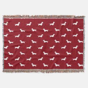 Wirehaired Dachshund Dog Silhouettes Pattern Throw Blanket